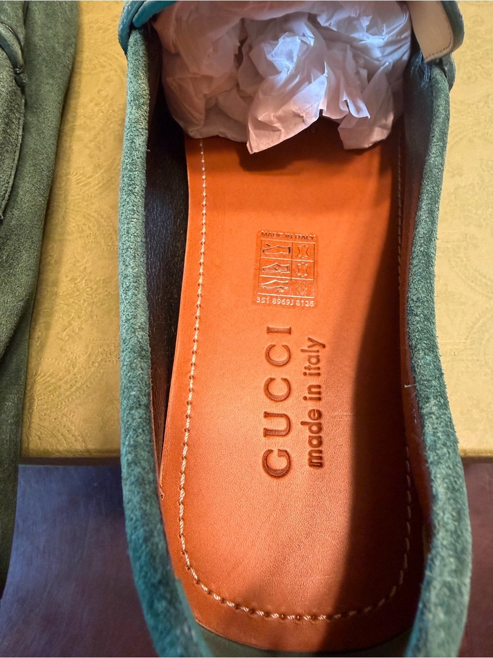 New Gucci Horsebit Suede Loafers Drivers Slip On Shoes Green UK 12 / US 12.5 - Picture 14 of 16